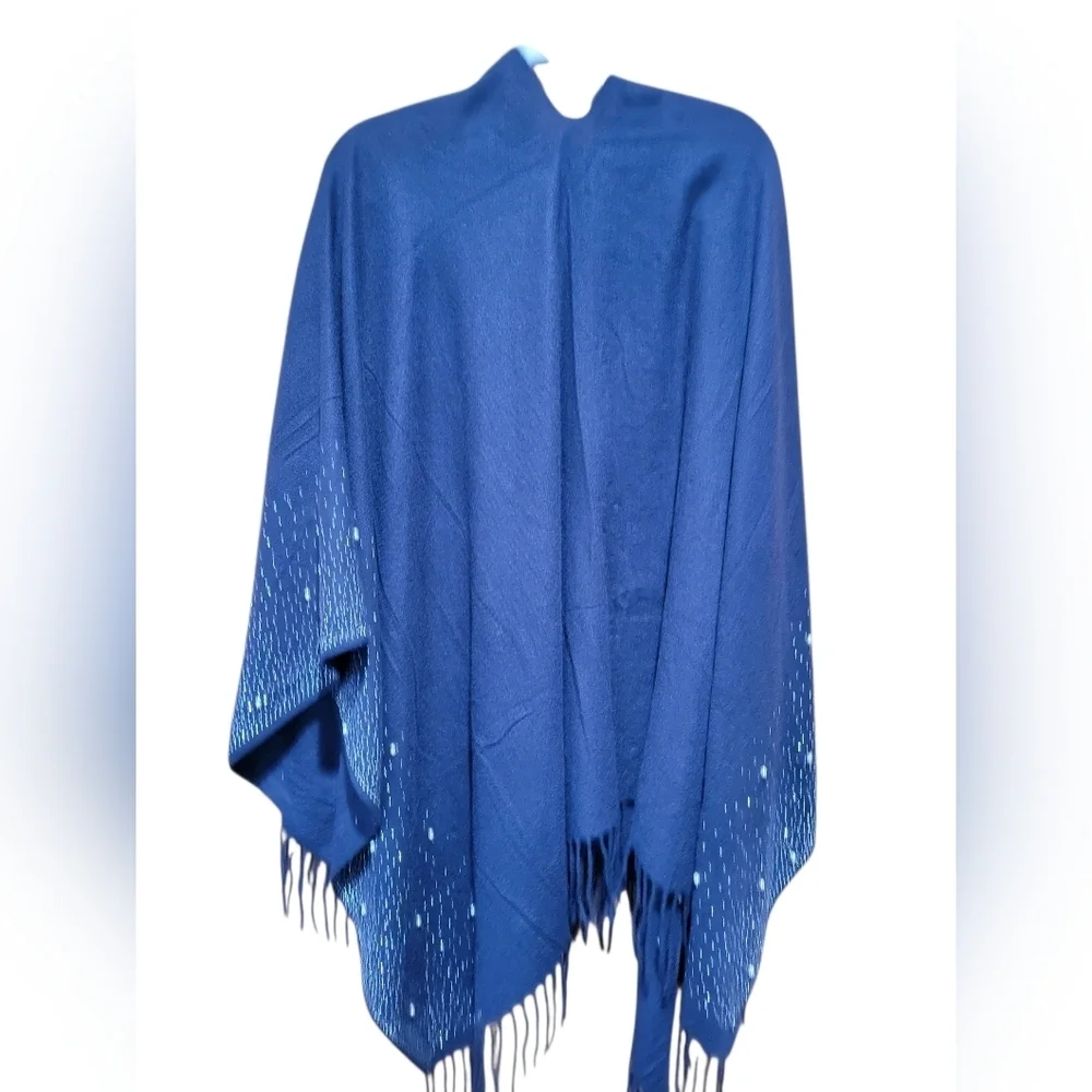 Jessica McClintock Blue Cape with Fringe